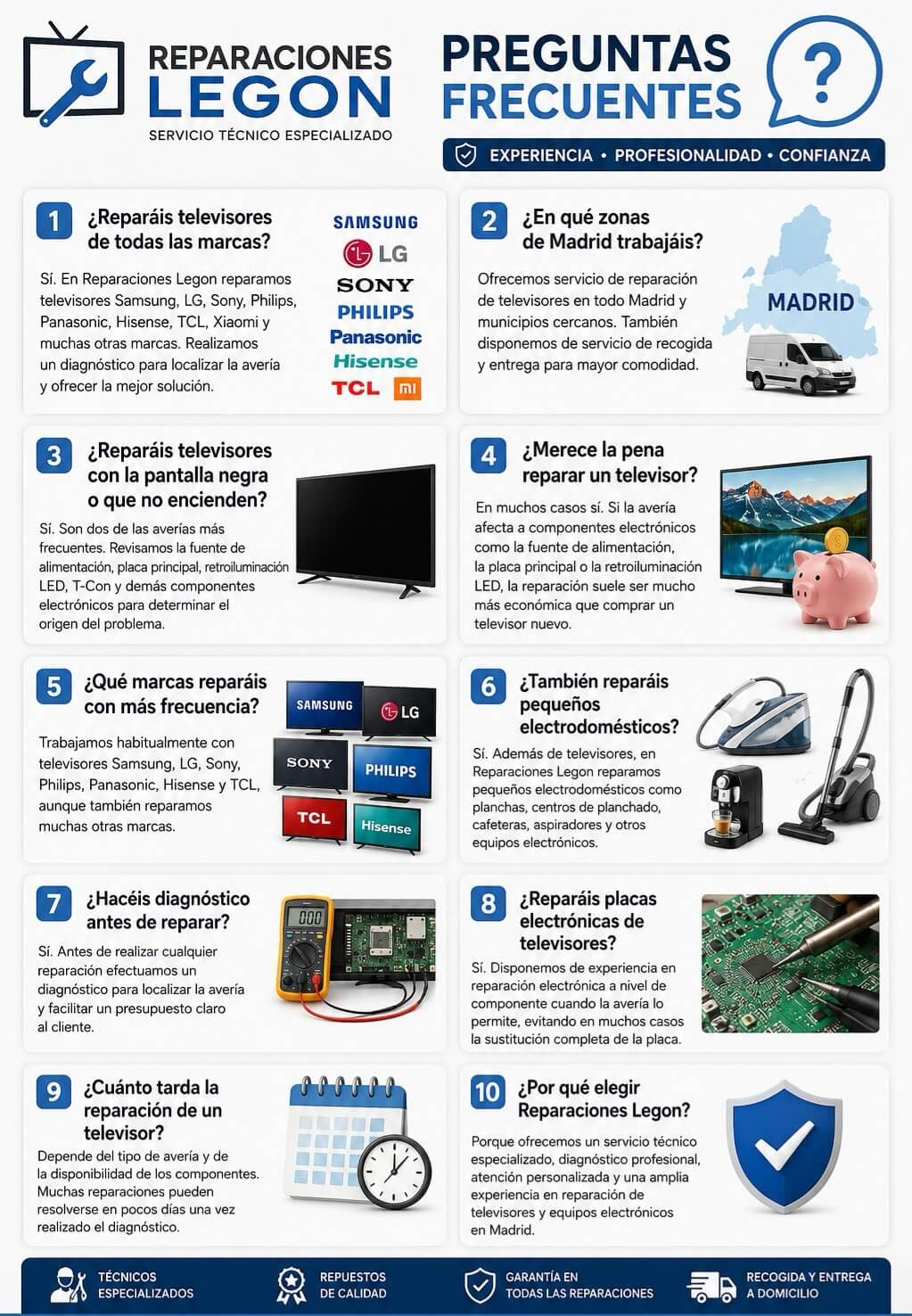 Taller de reparación de televisores LED en San Sebastián de los Reyes Legon