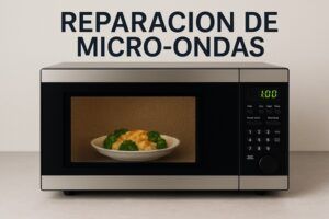 Técnico reparando un microondas en Reparaciones Legon