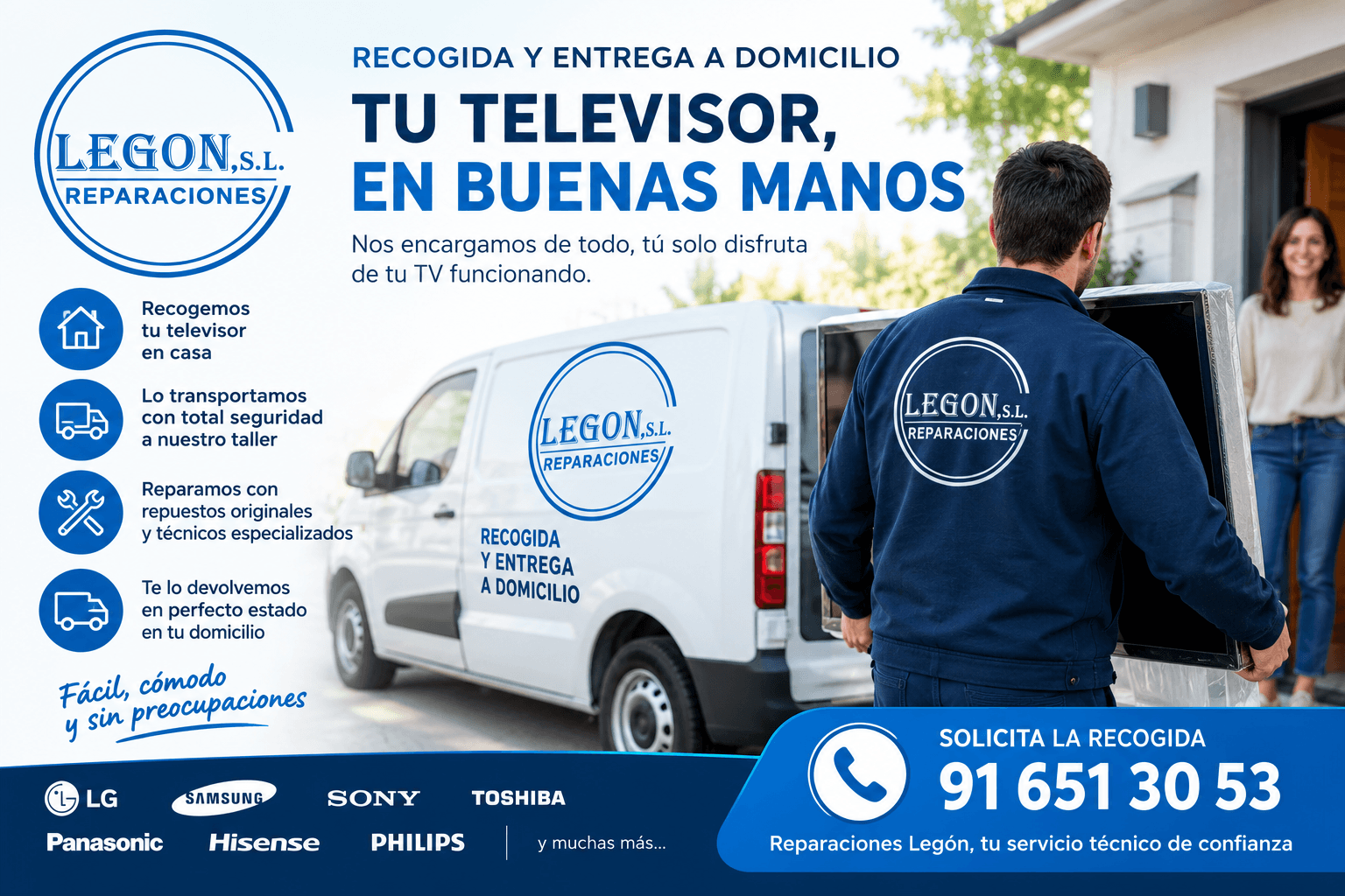 Recogida y entrega de TV a domicilio: tu televisor, en buenas manos | Reparaciones Legon