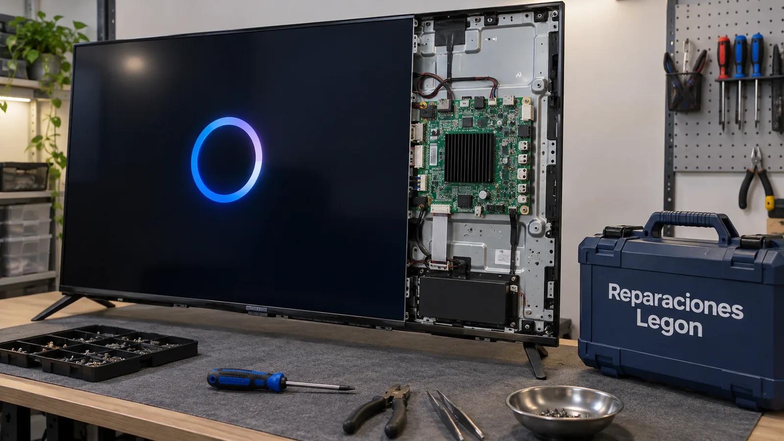 La TV se reinicia sola o se queda en el logo: placa base en reparación - Reparaciones Legon San Sebastián de los Reyes