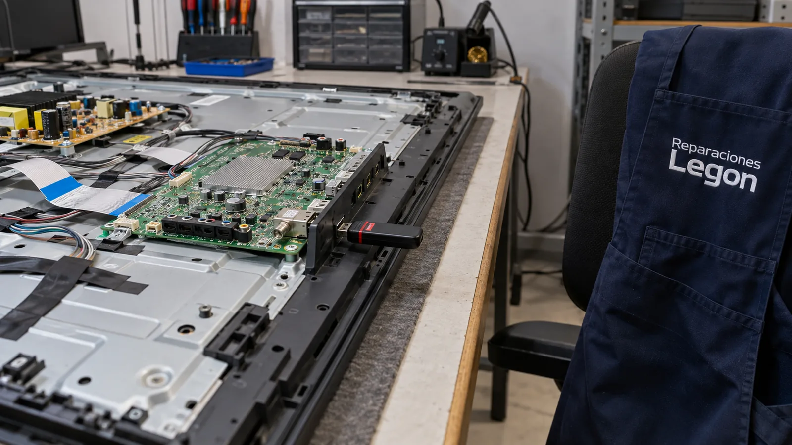Actualización de firmware de una TV por USB en el taller - Reparaciones Legon
